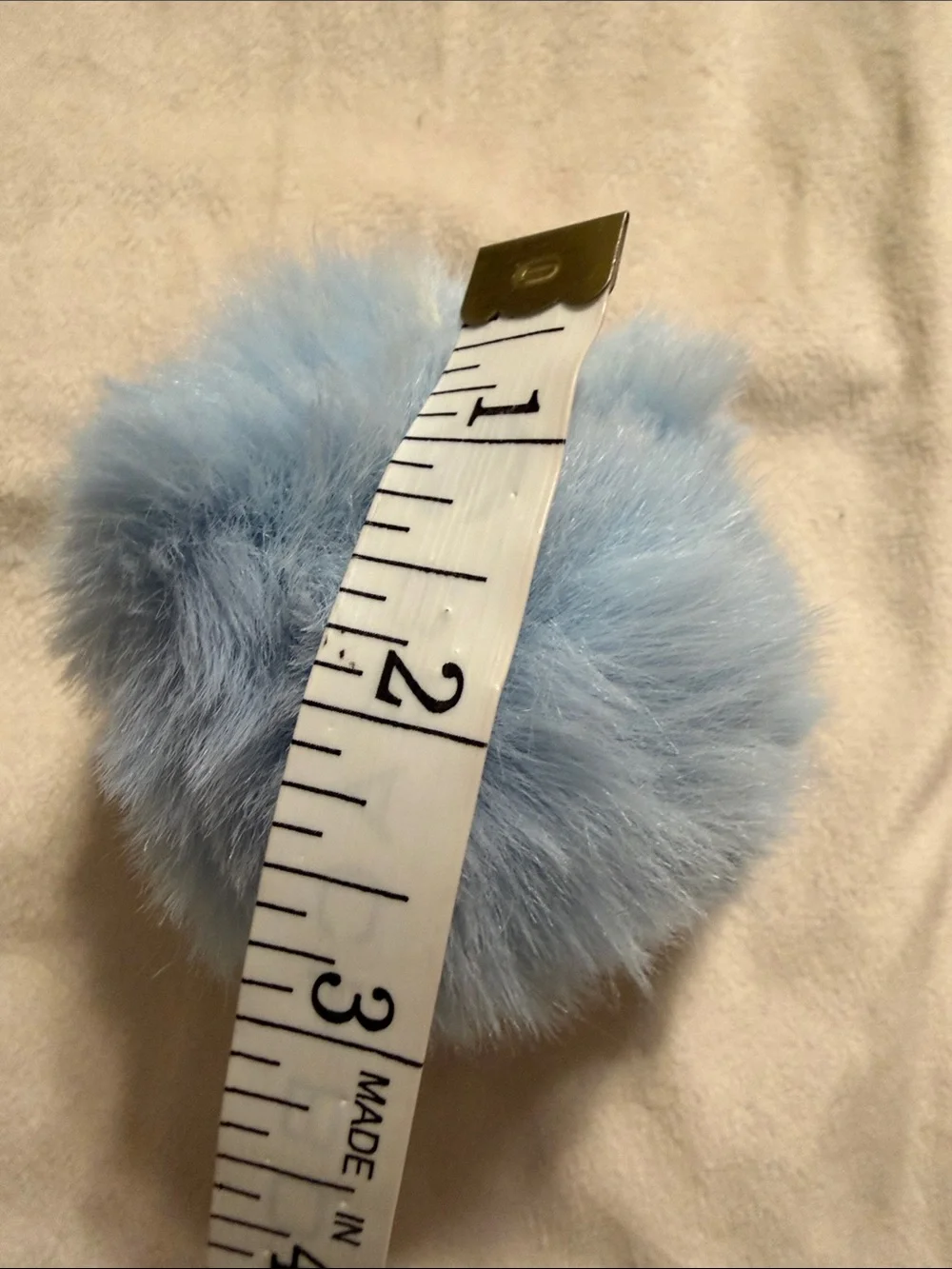 Blue Faux Fur Pom Keychain with Gold Hardware